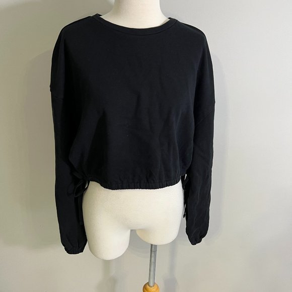 NWOT OPEN EDIT Organic French Terry Pullover in Black (M) - Picture 2 of 9